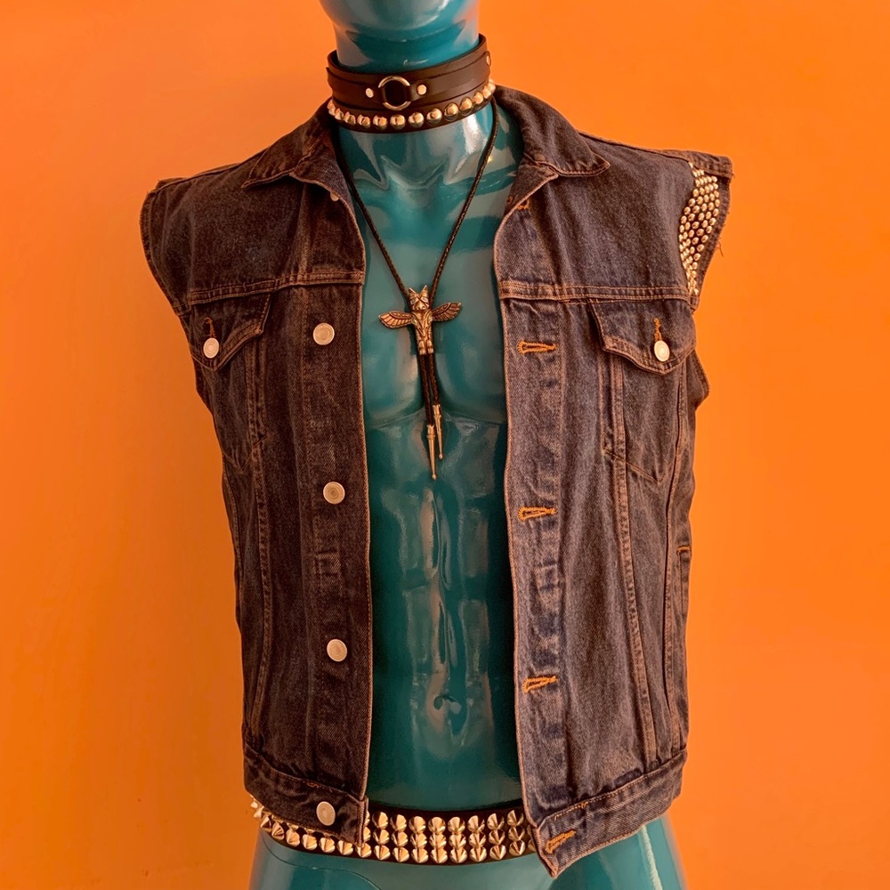 Punk, Metal Denim Studded Jacket